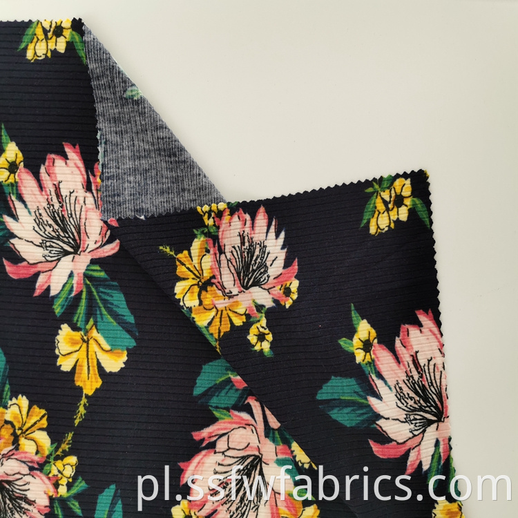 Black Red Flower Pattern Print Fabric